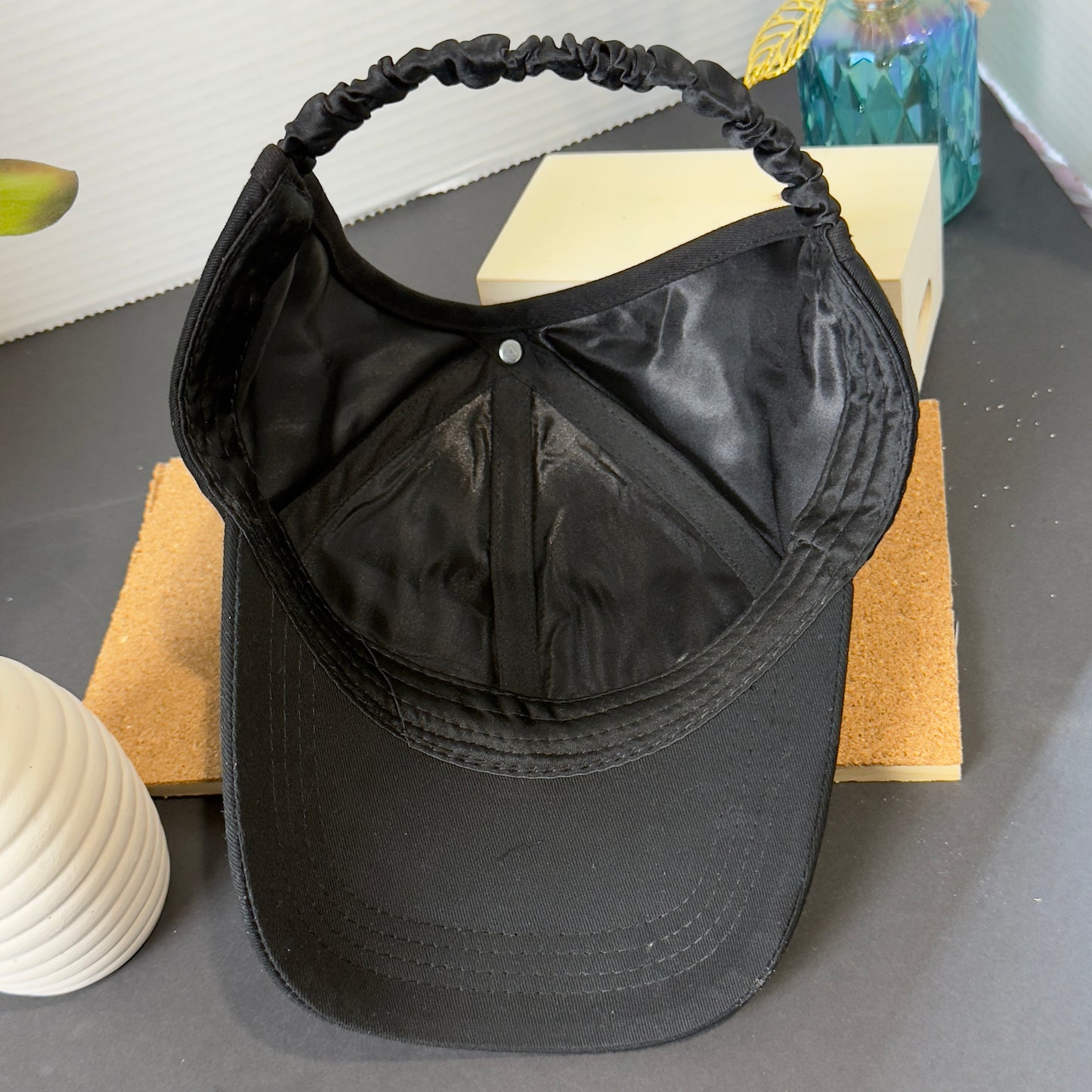 Satin Lined Baseball Elastic Band Natural Hair Opened Cap